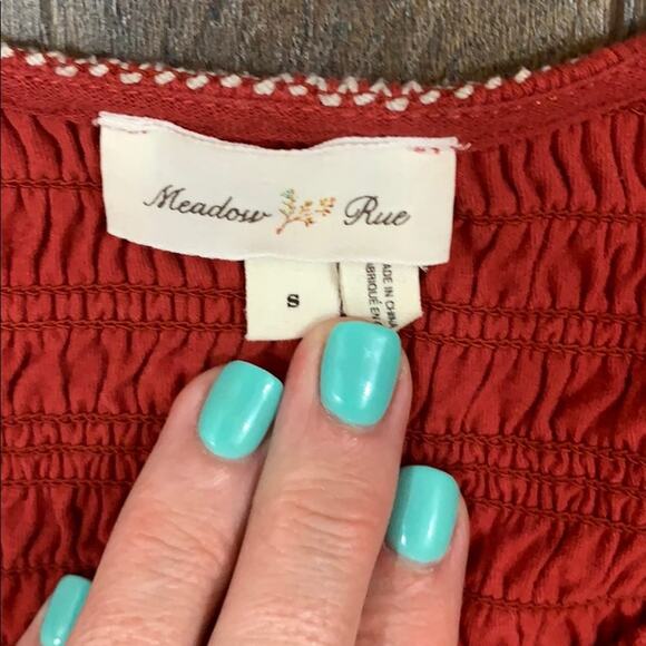 Anthropologie Meadow Rue Smocked Peplum top - Picture 3 of 6